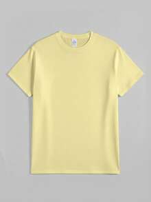 T-shirt da uomo a girocollo con stampa su entrambi i lati, maglietta con grafica "PAPA The Man The Myth", regalo per la Festa del Papà, top casual quotidiano per papà. - Giallo - Visualizzare 2