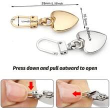 3Pcs Heart-Shaped Zipper Pulls, Universal Zipper Replacement Sliders Suitable For Jackets, Backpacks, Handbags, (Multi-Color Options) - Multiple Styles - View 3