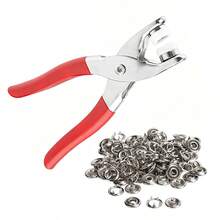 Juego de Broches de Metal DIY, Incluye Alicates para Broches, Adecuado para Costura y Manualidades (9.5mm), Se Puede Usar para Ropa, Mochilas, Mamelucos de Bebé, Proyectos de Costura y Manualidades. - plata - Ver 2