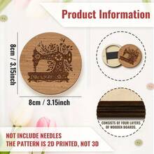 1pc Round Wooden Magnetic Embroidery Needle Box, Colorful Sewing Pattern Design, Suitable For Needle, Thread And Yarn Sewing Storage, Home Craft Projects, Decorative Woodworking And Sewing Storage - A - View 4