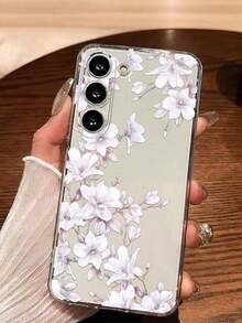 1 Piece Soft Romantic Fashion Floral Print Phone Case Compatible With Huawei Honor, Galaxy A04e/12/A13/A14/A34/A50/A52/A53/A54/S21/S22/S23/S24/S25/S25Ultra/S25FE/S26/S26 PLUS/S26 ULTRA/S26 EDGE, 6A/7A/8A, 12T/13T/15T/15T Pro - 透明 7 - 查看 8