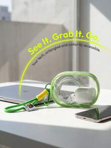 1pc Creative New Fashion Travel Portable Mini Transparent Waterproof Zipper Storage Bag, Digital Accessories Organizer Pouch, Multi-Function Hanging Organizer Bag, Coin Purse, Can Store Earphones, Chargers, Data Cables, Lipstick, Perfume, Keys, Bracelets, Cosmetics And Small Electronic Accessories - Multicolor - View 10