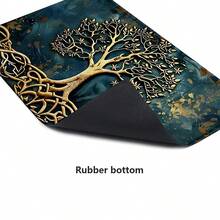 1件生命之樹圖案印花矽膠地毯，易於清潔，3D印花長方形，適用於玄關、客廳、廚房、臥室、走廊、浴室、洗衣房 - 聚酯纖維地毯，適用於室內外居家裝飾 - 彩色 - 查看 9