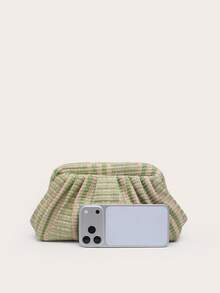 Women's Colorful Striped Ruffle Cloud Clutch Bag, Retro Style, Large Capacity, Fashionable, Suitable For Outings And Parties - Multicolor - View 3