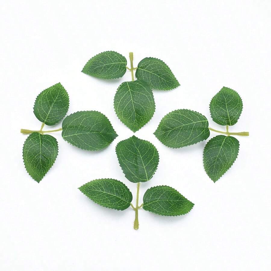 10/20/50件人造植物批發玫瑰葉裝飾，仿真綠色填充裝飾，逼真質感的植物，適用於婚禮花束/桌上中心裝飾、花園/盆栽和花藝布置