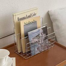 Modern Metal Bookshelf With 3-Tier Storage Baskets, Minimalist Iron Desktop Organizer, Desktop Storage Rack, Bookshelf Storage Rack, Multifunctional Magazine And Newspaper Storage Box, Suitable For Home Office Storage And Decoration - Multicolor - View 4