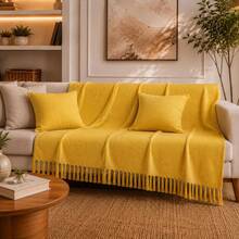Giant Decorative Cotton Sofa Throw 3.00 X 1.80 - 黃色 - 查看 3