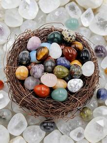 5/10/15/20/30/50/100pcs Natural Polished Gemstone Eggs, Large Polished Mineral Stone Eggs, Palm Chakra Eggs For Anxiety Relief, Chakra Balancing, Easter Decoration, Holiday Gift, Random Color - Natural Mineral Eggs - View 4