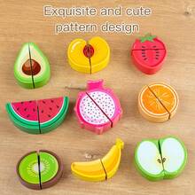 Montessori Early Education Wooden Food Cutting Toy, Fruit/Vegetable/Food/Dessert Multi-Theme Play Kitchen Toy, Children's Game, Boy Game, Girl Game, Fruit And Vegetable Recognition, Develop Hand-Eye Coordination, Improve Fine Motor Skills, Cultivate Finger Flexibility, Train Grasping Ability, Cultivate Concentration, Cultivate Calmness, Parent-Child Interaction Toy, Suitable For Christmas, Easter, Halloween, Birthday Gift - Multicolor - View 2