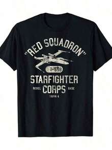 Camiseta de Verano para Hombre de Alta Calidad 100% Algodón Puro, Estilo Universitario Rebel X-Wing Starfighter Corps + Camiseta 100% Algodón 220g, Estilo Retro y Lujoso para Deportes y Ocio, Adecuada para Uso Diario Deportivo. - Negro - Ver 8