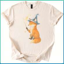 Wizard Fox T Shirt Cute Animal Magic Spell Tee Gift For Her Him - White - View 1