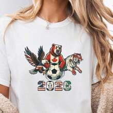 Classic Colombia World Cup 2026 Football Shirt - Unisex Vintage Urban Style, Cotton, Short Sleeve, Round Neck, Women's T-Shirts. Blouses. Casual Blouses For Ladies. - 白色 13 - 查看 7