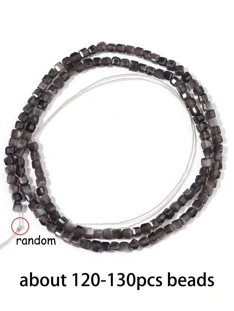 خرز فاصل مكعب طبيعي مصقول بحجر العقيق الملائكي الأزرق الفضي، مربع لصناعة المجوهرات DIY والأساور، 3x3 مم - متعدد الألوان - مشاهدة 11