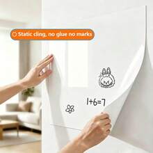 1 Roll Reusable Whiteboard Sticker, Glue-Free Static Cling, Writable & Erasable Without Residue, Portable & Convenient For Home/Office/Dorm Wall Decor - White 1pc - View 8