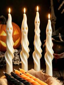 1pc Halloween Long Ghost Pillar Scented Candle, Fun Creative Atmosphere Decor, White Mummy Shaped Handmade Soy Wax Candle, Suitable For Halloween Party Home Decor Holiday Gift Candle - 1pc - View 9