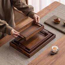 Walnut Matte Wooden Serving Tray, Multipurpose Food Platter For Cake Fruit Steak Pizza Snack Tea, Home & Cafe Dessert Display Tray - Coffee Brown - View 6