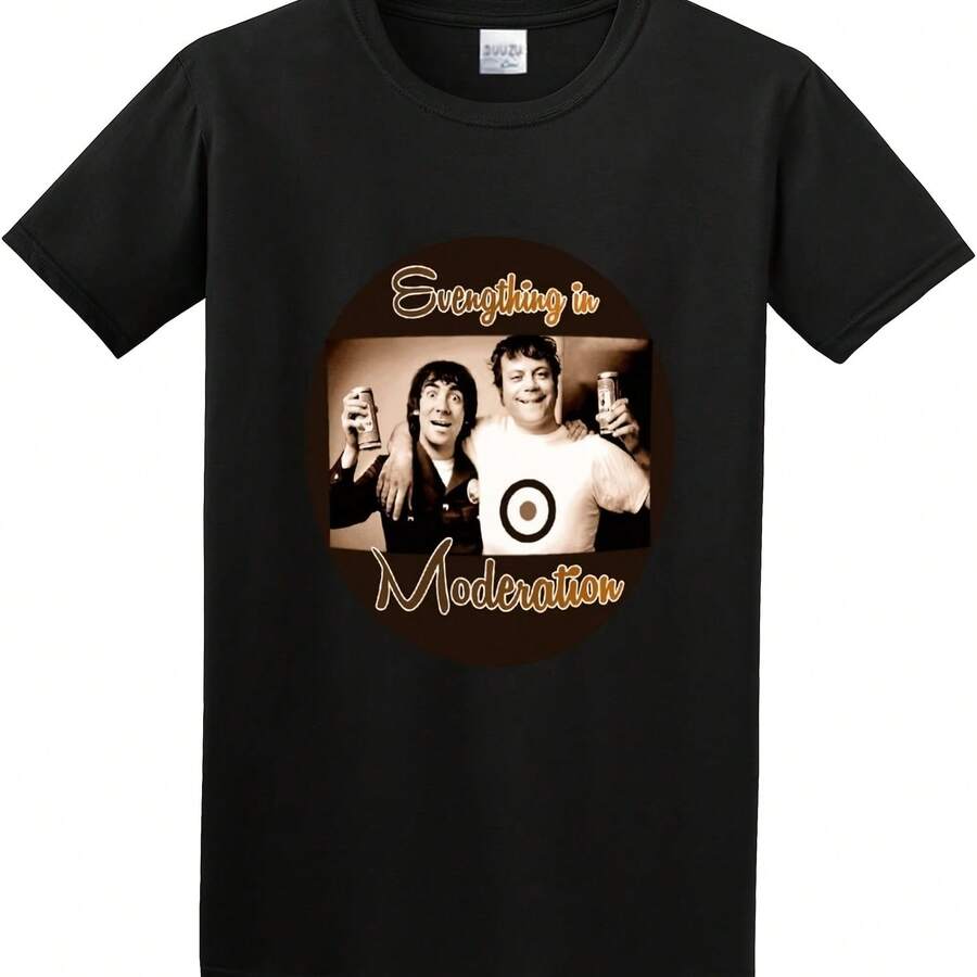 Keith Moon And Oliver Reed Tribute Mens T-Shirt Cotton Unisex Tee Black Tops - Black - View 1