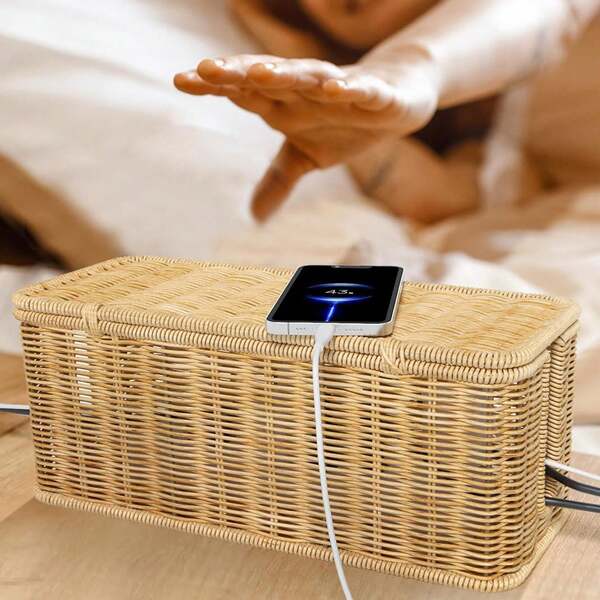 Breathable Hand Knitting Desk Cable Management Box With 180° Flip Lid Design For Family Friends Neighbors Gift