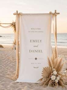 Customized Wedding Welcome Sign, Wedding Fabric Welcome Banner, Modern Wedding Welcome Banner, Customized Fabric Wedding Banner, Boho Wedding, Bridal Shower Sign, Personalized Name Wedding Sign, Minimalist Welcome Sign, Fabric Welcome Sign, Wedding Decor, Customized Fabric Wedding Sign, Personalized Party Decor, Minimalist Sign, Fabric Sign, Wedding Wedding Welcome Sign, 3 Fabric Types For Banner, Personalized Party Decor, Minimalist Sign, Fabric Sign, Wedding Wedding Welcome Sign - Multicolor - View 3