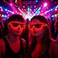 2 sets de gafas LED de colores brillantes, gafas fluorescentes para fiestas, diseño de luz segmentada multicolor, accesorio esencial para festivales de música EDM, Halloween y eventos de cosplay (baterías no incluidas) - 2 paquetes de gafas luminosas - Ver 3