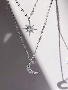 1 Piece Double Layer Butterfly Necklace, Elegant Clavicle Chain, Minimalist Design - Silver 2 - View 6