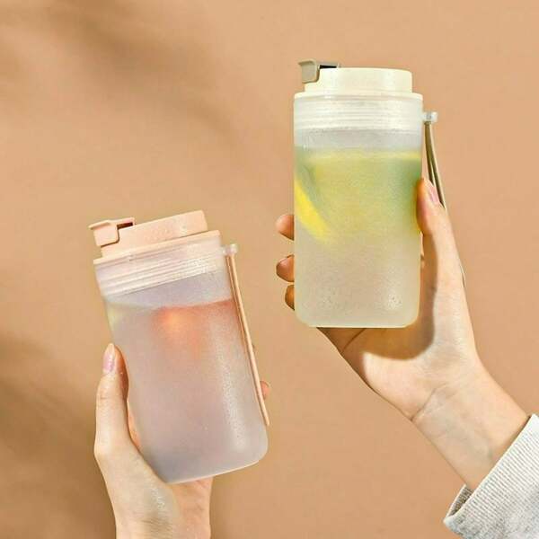 1Pc 350/550ML Reusable Plastic Water Bottle With Lifting Rope, Cute Cartoon Pattern Portable Leak Proof Drinking Cup, Travel Sports Water Cup, Tumbler Cup, Cold And Heat Resistant Tea, Milk, Coffee Cup, Microwave Friendly, Suitable For Student And Adult Use In School, Office, Outdoor Camping, Picnic