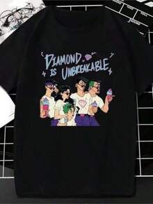 2026 Rolig Grafisk T-shirt för Barn, Japansk Anime JOJOSss Bizarre Adventure Grafiskt Tryck T-shirt, Streetwear Kortärmad T-shirt, Unisex Storlek 2Y-10Y, S-XXXL, Damtoppar, Herrkläder, Barnkläder för Pojkar, T-shirt för Tonårspojkar, Perfekt Present till Skolavslutningen och Fars Dag, Miljödagen, Passar Till Matchande Kläder för Föräldrar och Barn - Svart - Visa 1