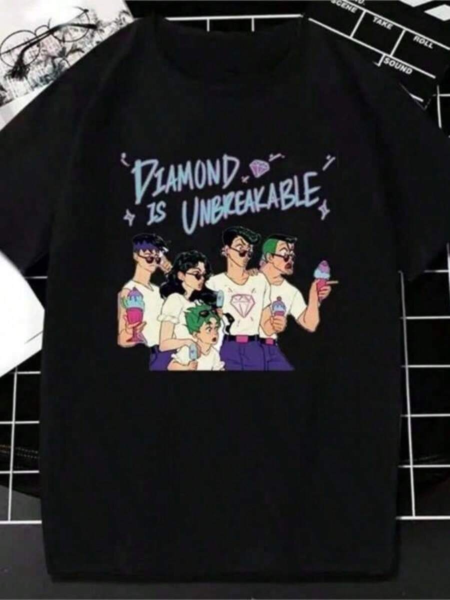 2026 Rolig Grafisk T-shirt för Barn, Japansk Anime JOJOSss Bizarre Adventure Grafiskt Tryck T-shirt, Streetwear Kortärmad T-shirt, Unisex Storlek 2Y-10Y, S-XXXL, Damtoppar, Herrkläder, Barnkläder för Pojkar, T-shirt för Tonårspojkar, Perfekt Present till Skolavslutningen och Fars Dag, Miljödagen, Passar Till Matchande Kläder för Föräldrar och Barn - Svart - Visa 1
