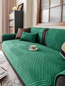 1 buah Sarung Sofa Ultrasonik Warna Polos, Ramah Hewan Peliharaan, Tahan Lama, Cocok untuk Semua Musim, Pelindung Furnitur Dekorasi Liburan, Cocok untuk Sandaran Tangan dan Sandaran Punggung Sofa 1/2/3/4 Dudukan - Hijau - View 6