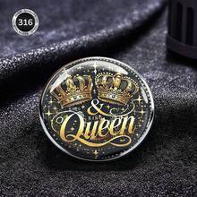 Broche de acero inoxidable con diseño de corona de moda, accesorio de insignia personalizada minimalista para ropa y bolsos, unisex - A - Ver 6