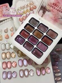 XEIJAYI 12 Colors Peach Blossom Cat Eye Pattern High Saturation Semi-Solid Nail Polish Gel, Suitable For Special Use In Nail Salons - Multicolor - View 8
