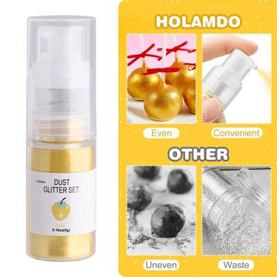 7-Color Edible Glitter Spray Set - Metallic Luster Spray Suitable For Cakes, Cupcakes, Cookies, Chocolates, Strawberries And Beverages, 5g Per Bottle