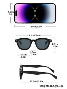 1 Pair Men's Rectangular Thick Rivet Retro Fashion Glasses, Suitable For Outdoor, Beach, Travel, Cycling - Multicolor - View 7