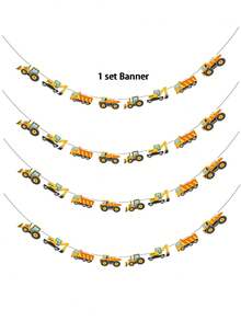 1/2/3 Sets Construction Theme Birthday Decorations, Perfect For Construction & Transportation Theme Birthday Party Celebrations And Truck Theme Party Decor - A - View 2