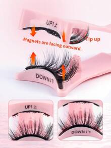 MAANGE 1對磁吸貓眼假睫毛 9-15mm，雙層睫毛打造3D蓬鬆濃密效果，捲翹長尾款，延伸眼角，自然放大眼睛，附內置鏡子圓盒，攜帶方便，可重複使用，免膠水，適合初學者的彩妝工具，佳節禮物 - 半眼睫毛 - 查看 9