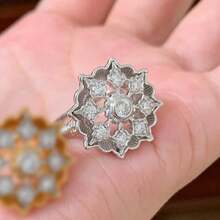 1 pieza Anillo abierto de copo de nieve de circonita cúbica vintage y lujoso, diseño elegante adecuado para el uso diario de las mujeres - Plateado - Ver 5