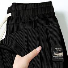 Pantalones casuales de pierna recta para hombre, pantalones largos deportivos resistentes a la suciedad, finos y ligeros para... - negro+marrón - Ver 13