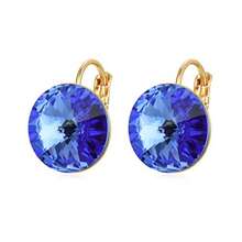 Crstals Bella - arete colgantes de gota chapados en de 18 quilates amarillo con cristales redondos para mujer, 14 mm - Azul - Ver 8