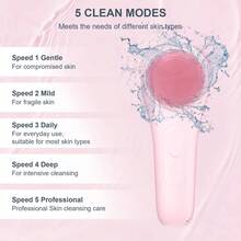 [Mosnami] Cleansing Brush, Rechargeable Silicone Face Scrubber With Nose Brush & Lanyard, Vibrating And Heating Cleansing Massager, Deep Cleansing Waterproof Face Brush Men And Women - 綠色 - 查看 5