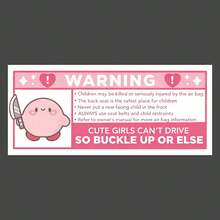 Cute Warning Sticker | Soft Pink Car Airbag Sticker (Waterproof Vinyl) - Decorative Stickers - View 7