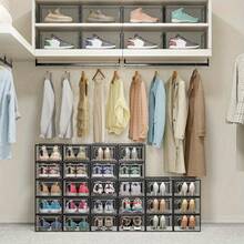Shoe Storage, 6/12/24 Pack Shoe Organizer For Closet, Shoe Boxes Clear Plastic Stackable Shoe Containers With Lids For Size 10 - View 14