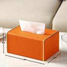 Caja de pañuelos de cuero PU con patrón de mármol y borde dorado - Blanco y Negro - Ver 9