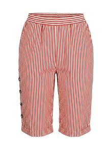 Plus Size Women Striped Bermuda Shorts, Straight Leg Casual Style For Spring Summer - Red - View 3