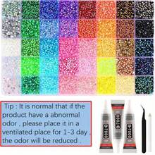 40-Grid Flat Bottom Resin Rhinestone Mixed Color DIY Decoration Set, Includes Tweezers, Dotting Pen, B7000 Glue, Suitable For Handmade DIY Jewelry, Phone Cases, Hats And Other Craft Rhinestone DIY Decorations - Multicolor - View 5
