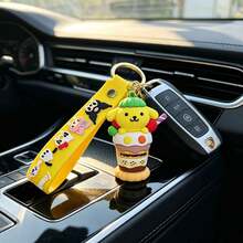 MINISO Sanrio Cartoon Character Ice Cream Keychain Silicone Wrist Lanyard Bag Charm Pendant For Outdoor Travel Backpack Decoration Car Key Holder Cute Portable Style Minimalist Office Desk Decor, Premium Earphone Case Pendant - Style1 - View 3