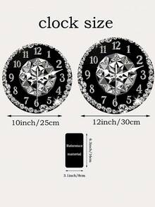 1pc 2D Flat Wooden Wall Clock, Black Background Diamond Decor Round Clock, Shiny Crystal Rhinestone Frame, Geometric Synthetic Gem Design, Suitable For Living Room, Bedroom, Office, Hotel Lobby, Dining Room Decor, 2D Flat - Multicolor - View 7