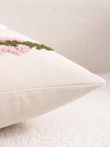 Miater 1pc/2pcs Canvas Embroidered Throw Pillow Cover, Coconut Tree, Floral & Bird Pattern, Fresh Natural Style For Living Room, Bedroom, Sofa, Home Decor, Holiday Gift - Green - View 6