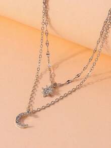 1 Piece Double Layer Butterfly Necklace, Elegant Clavicle Chain, Minimalist Design - Silver 2 - View 4