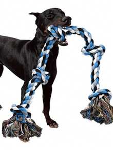 超厚狗繩玩具，適合大型犬與重啃咬犬，強效潔牙玩具，適用於拔河與重啃咬，適合所有犬種大小（含幼犬與成犬），結構堅固且強化設計，完美適合好動的狗 - 彩色 - 查看 1