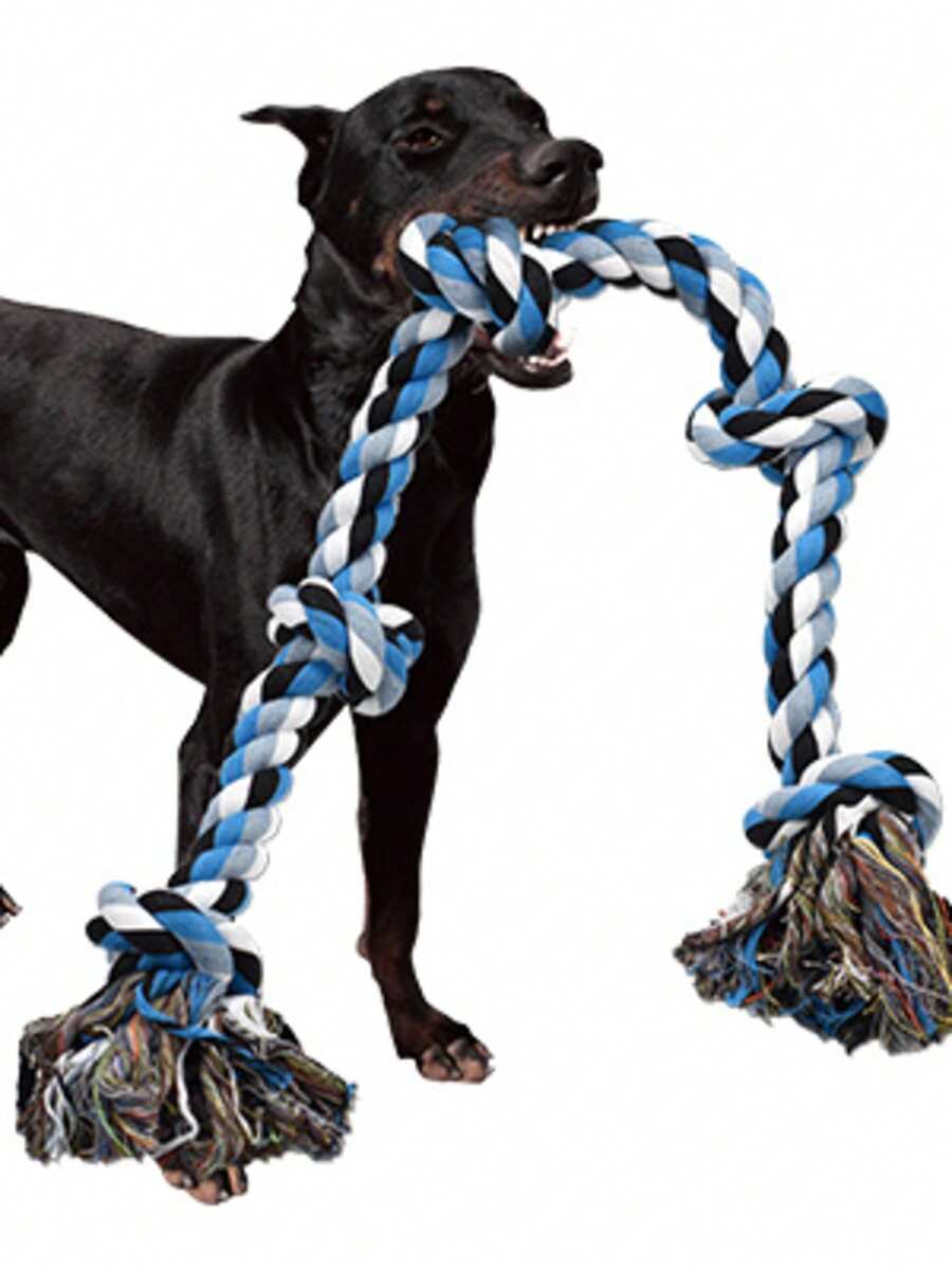超厚狗繩玩具,適合大型犬與重啃咬犬,強效潔牙玩具,適用於拔河與重啃咬,適合所有犬種大小(含幼犬與成犬),結構堅固且強化設計,完美適合好動的狗 - 彩色 - 查看 1